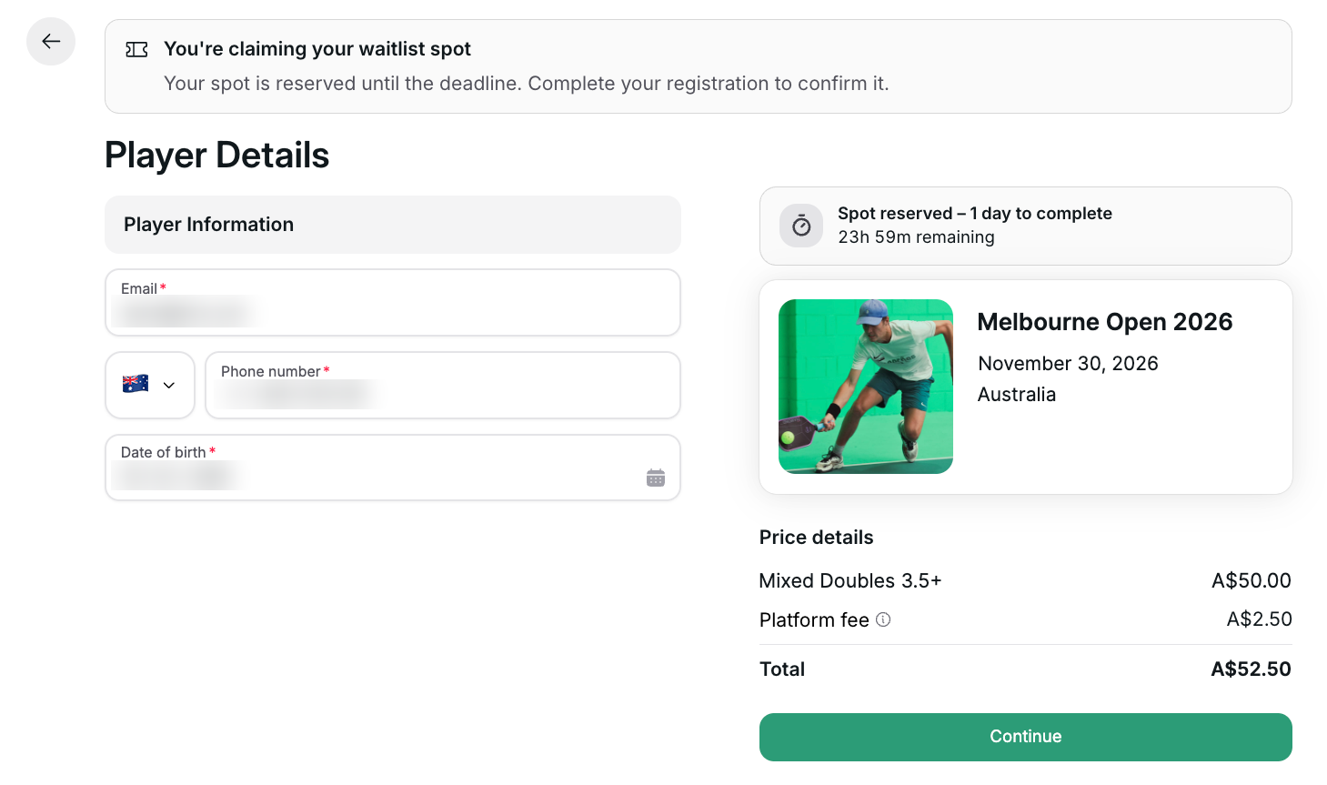 Claiming a waitlist spot