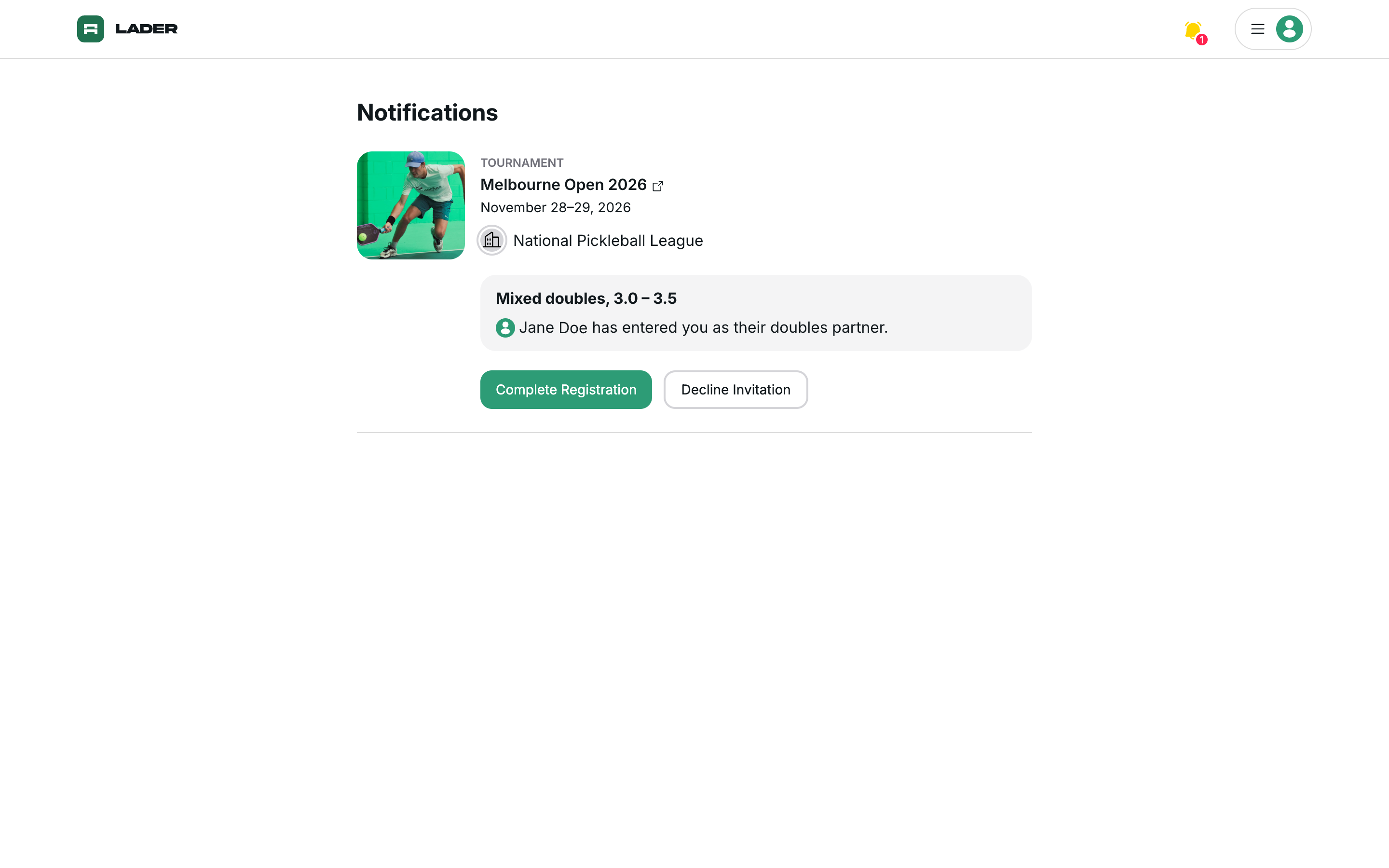 Invitation notification