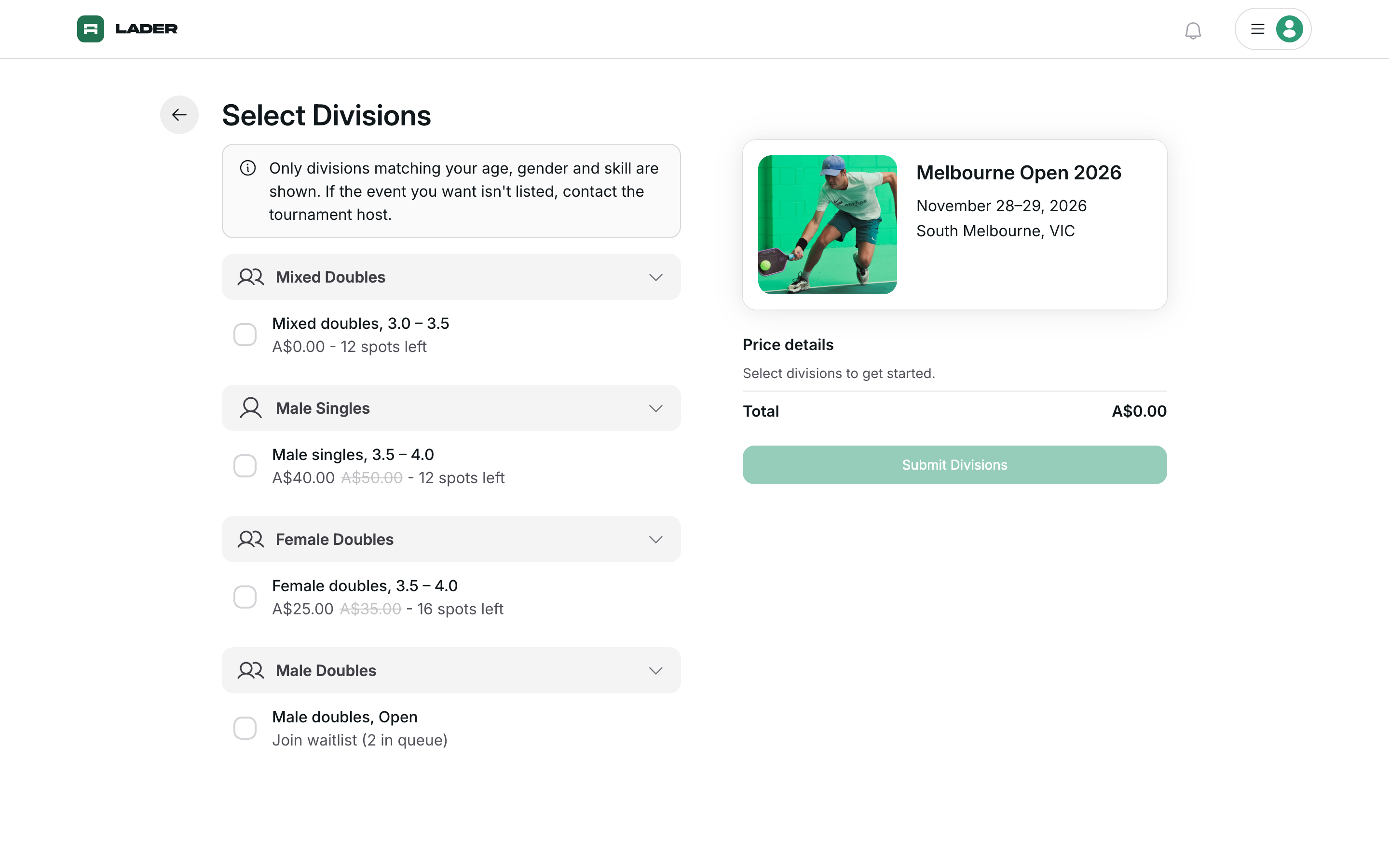 Divisions step with a full division